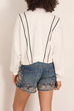 R13 Zippered Crewneck in White