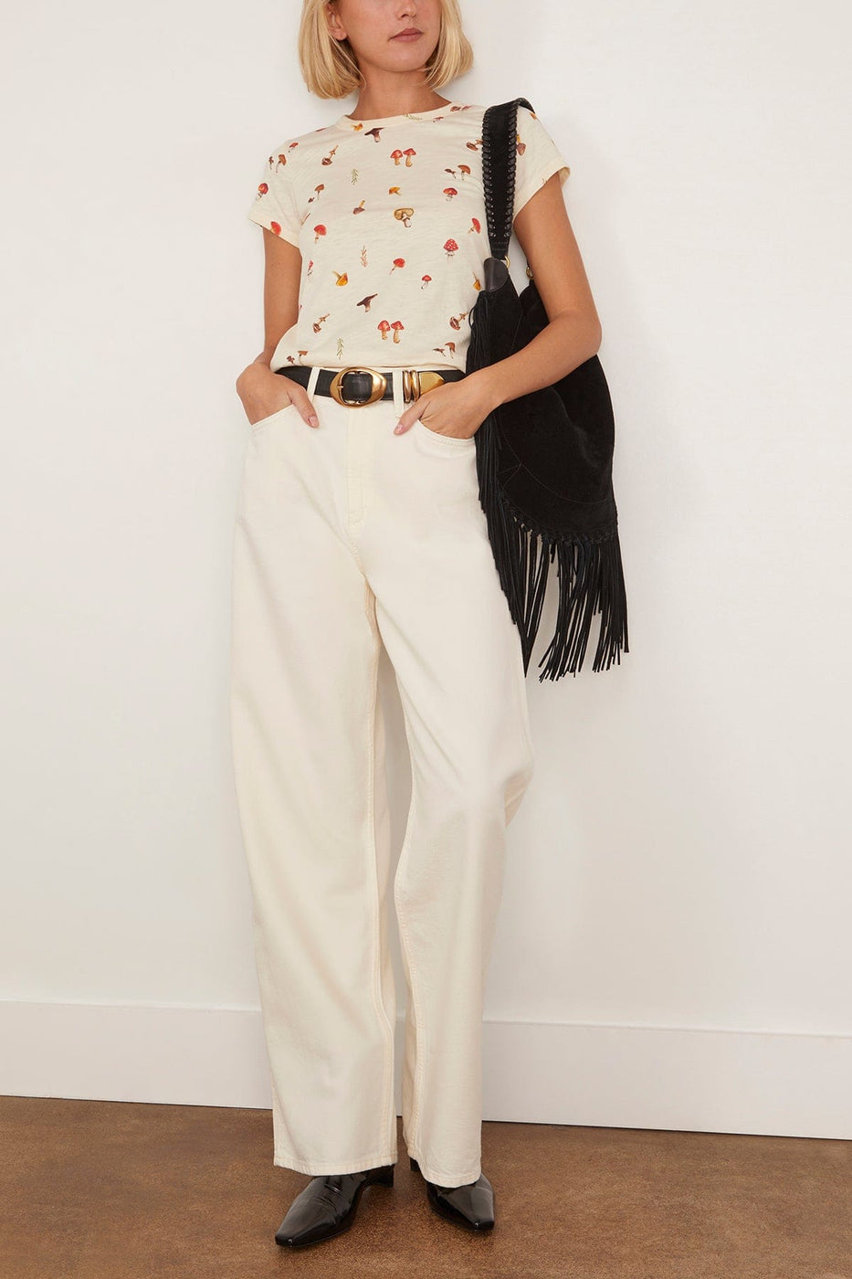 Rag And Bone All Over Mushroom Tee in Ivory Multi
