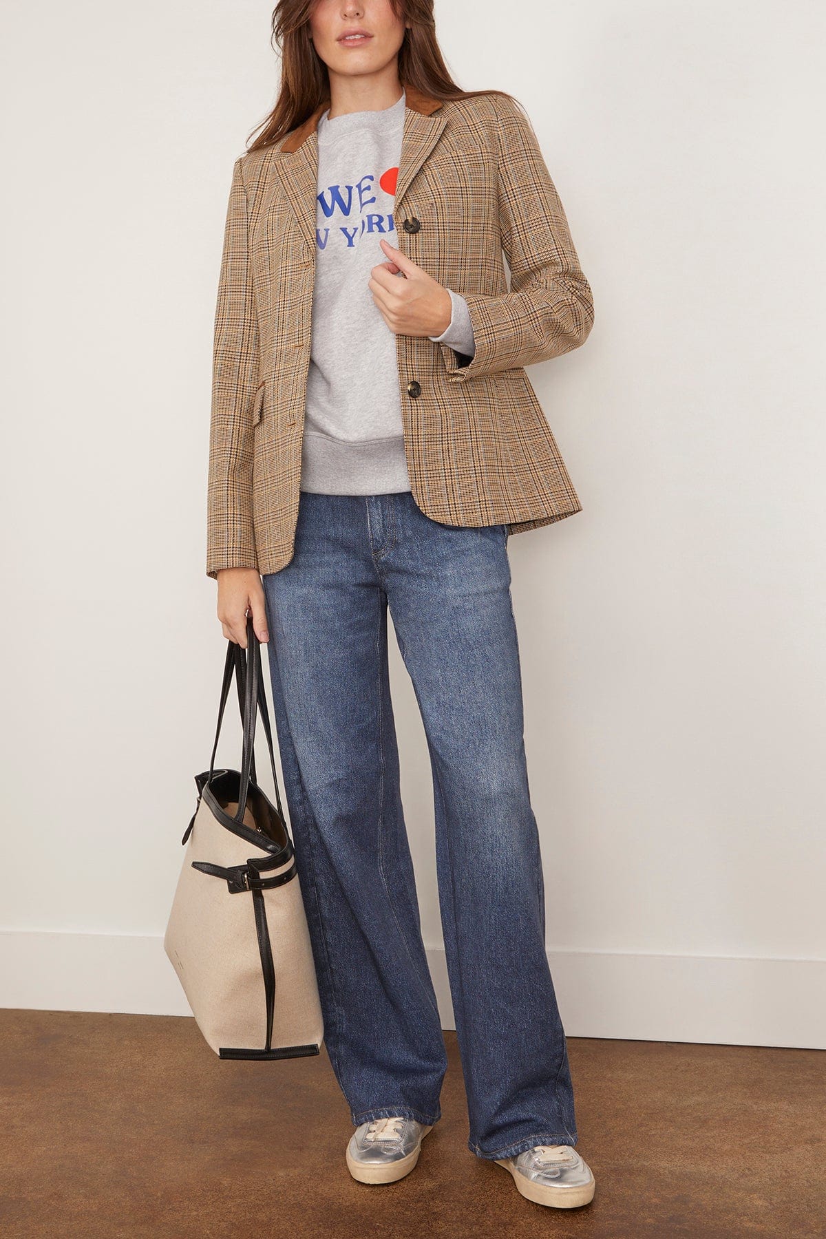 Rag And Bone Evia Plaid Blazer in Tan Multi