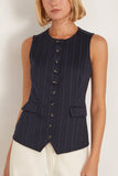 Rag And Bone Irina Ponte Long Vest in Navy Multi