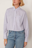Rag And Bone Marin Cropped Shirt in White Stripe