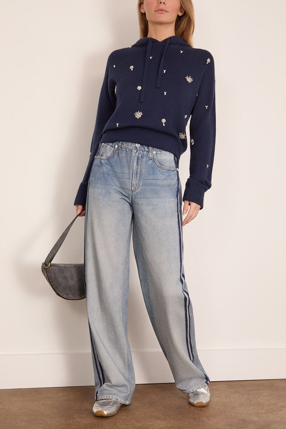 Rag And Bone Miramar Terry Wide Leg Track Pant in Coney