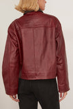 Rag And Bone Nonie Leather Jacket in Burgundy