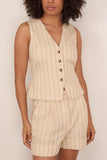 Rag And Bone Paulette Stripe Vest in White Stripe