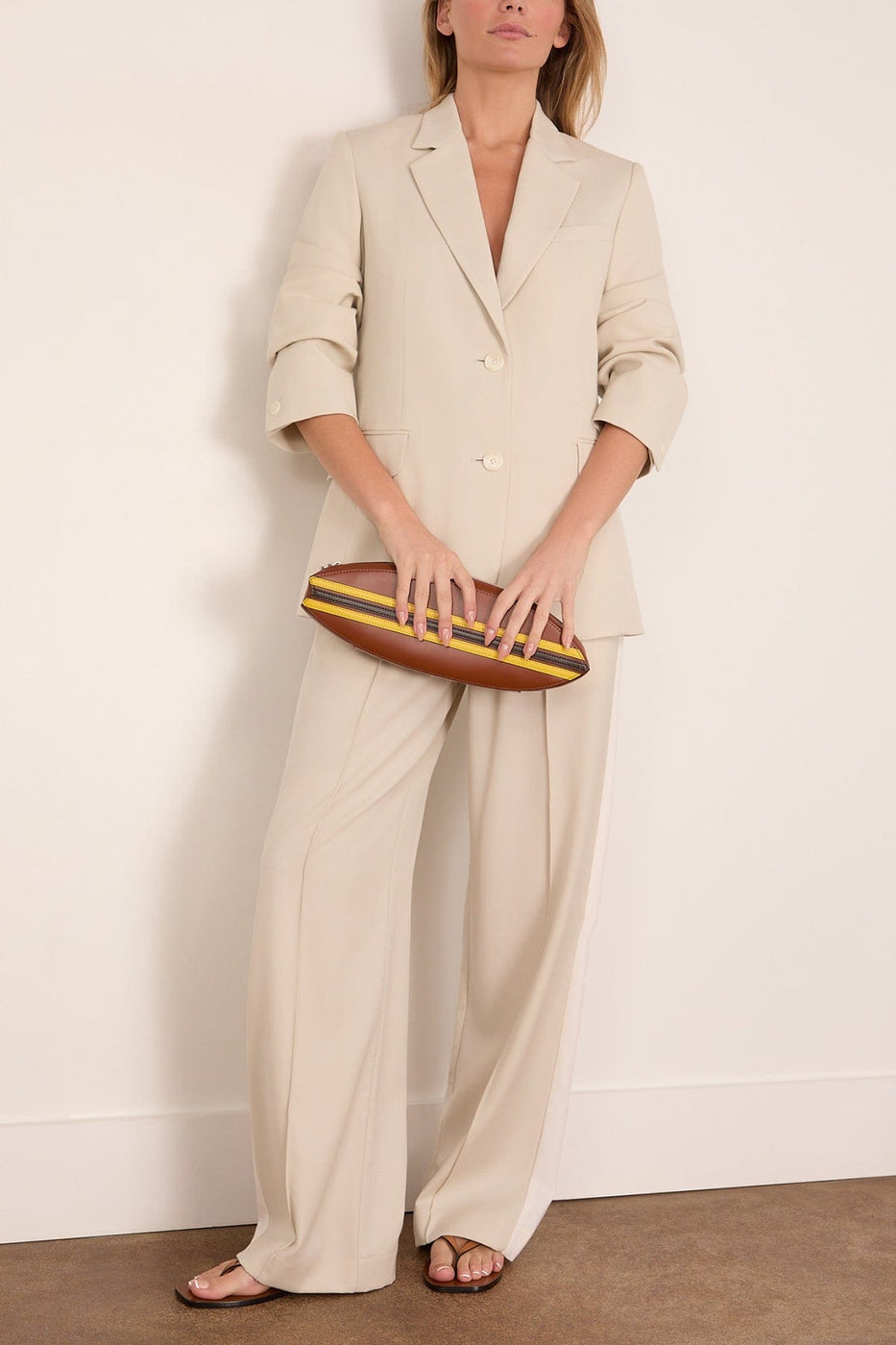 Rag And Bone Siena Wool Side Stripe Pant in Ivory