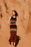Paula Rian Knitted Open Back Dress in Multi Stripes
