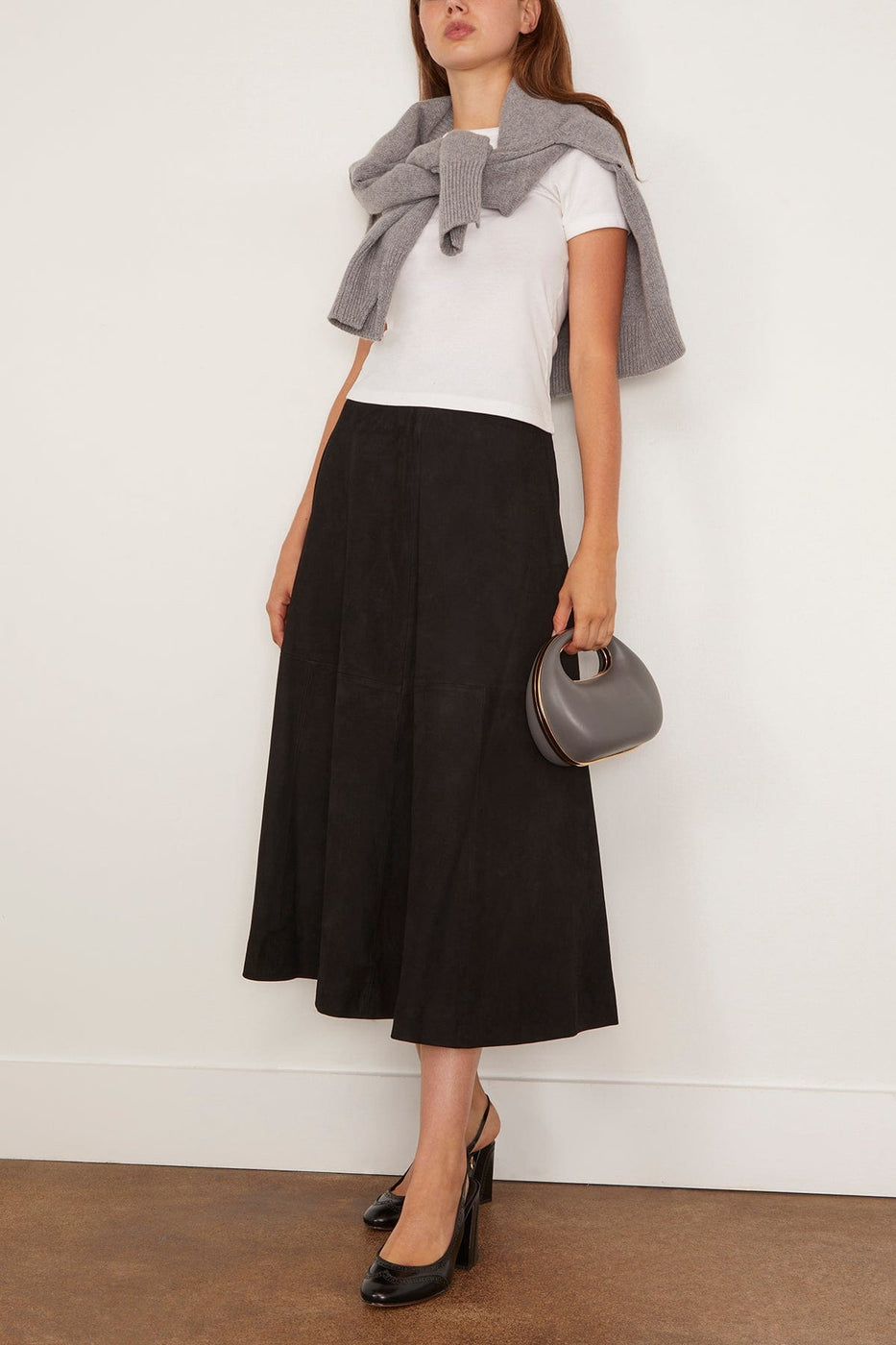 Rohe A-Line Suede Skirt in Black