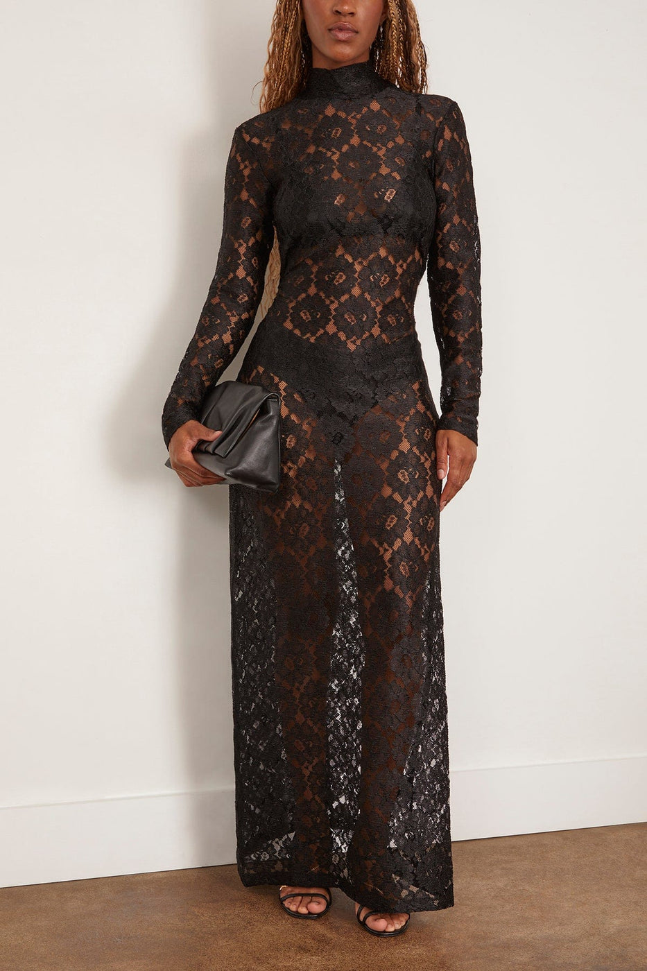 Rohe Lace Turtleneck Dress in Black
