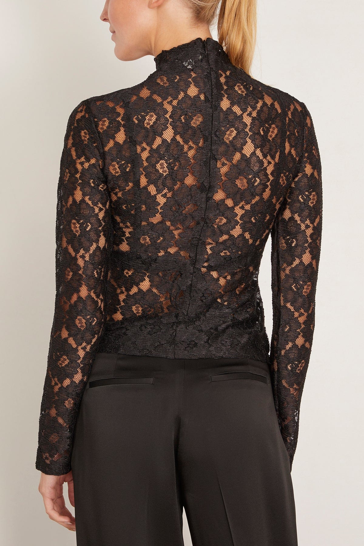 Rohe Lace Turtleneck Top in Black