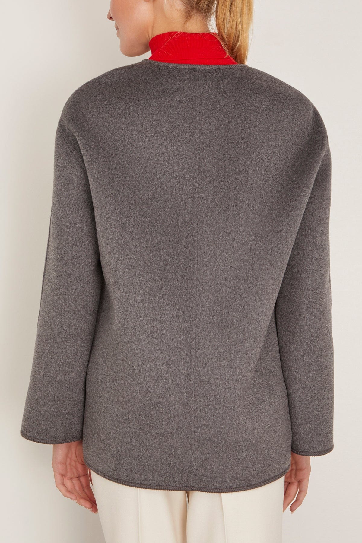 Rohe Mandarin Double-Faced Wool Jacket in Mid Grey Melange