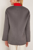 Rohe Mandarin Double-Faced Wool Jacket in Mid Grey Melange