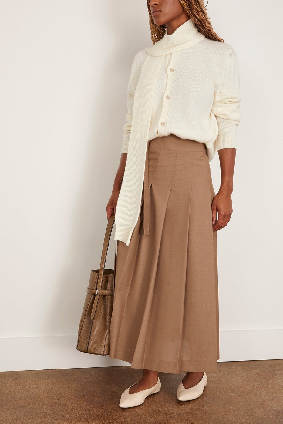 Rohe Plisse Wrap Skirt in Khaki