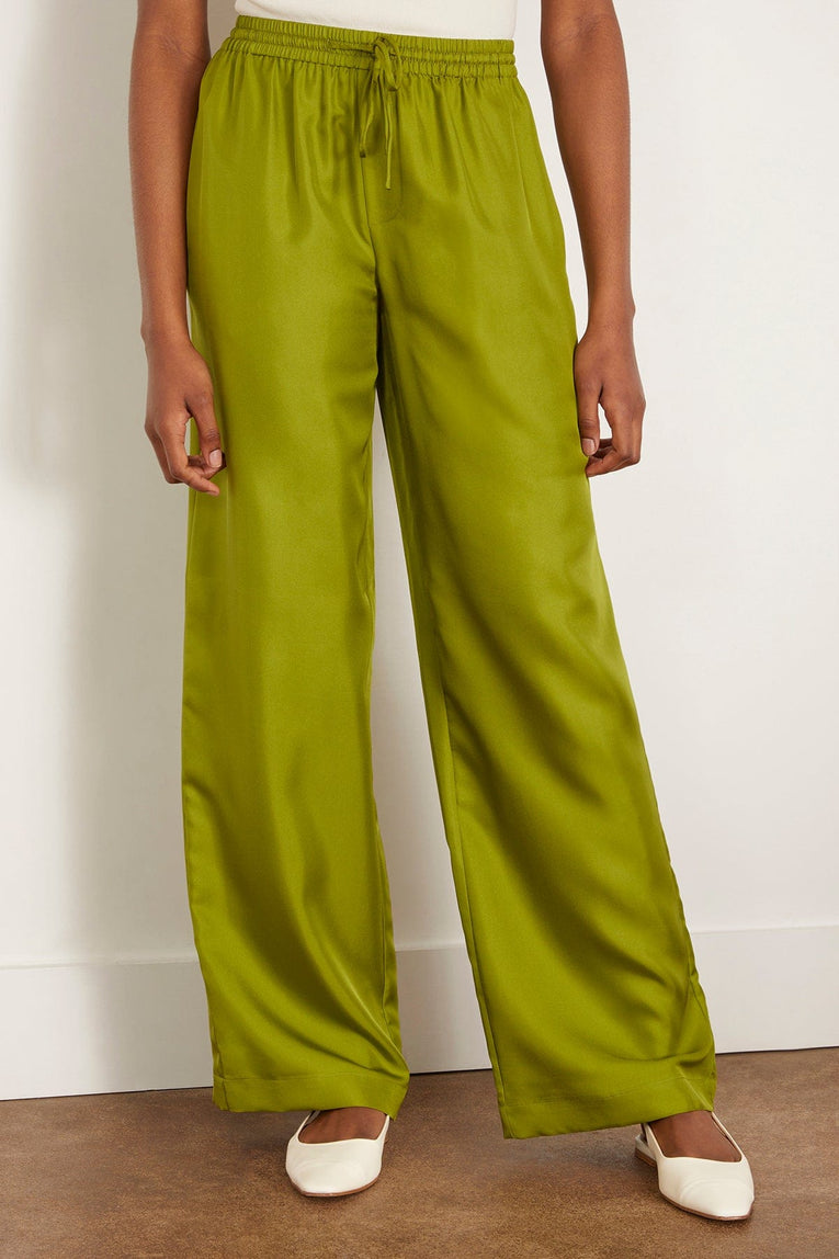 Rohe Pants Relaxed Silk Trousers in Garden Green Rohe Relaxed Silk Trousers in Garden Green