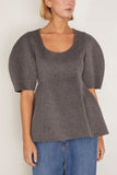 Rohe Sculptural Double-Faced Top in Mid Grey Melange