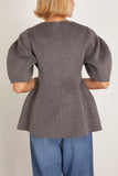Rohe Sculptural Double-Faced Top in Mid Grey Melange