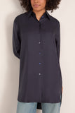 Rohe Signature Elongated Silk Shirt in Night