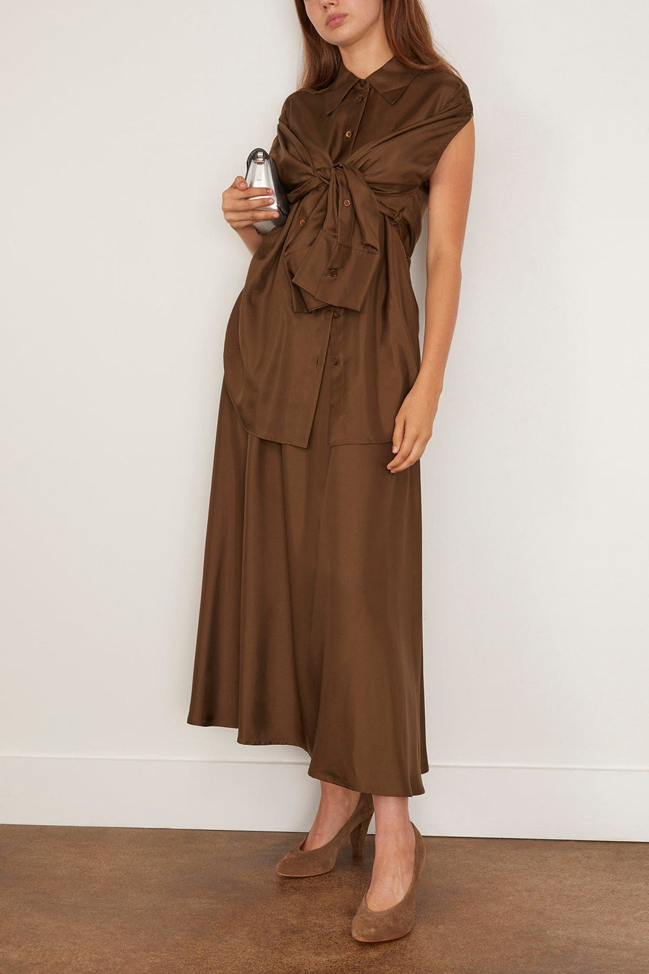 Rohe Silk Gilet-Dress in Forest