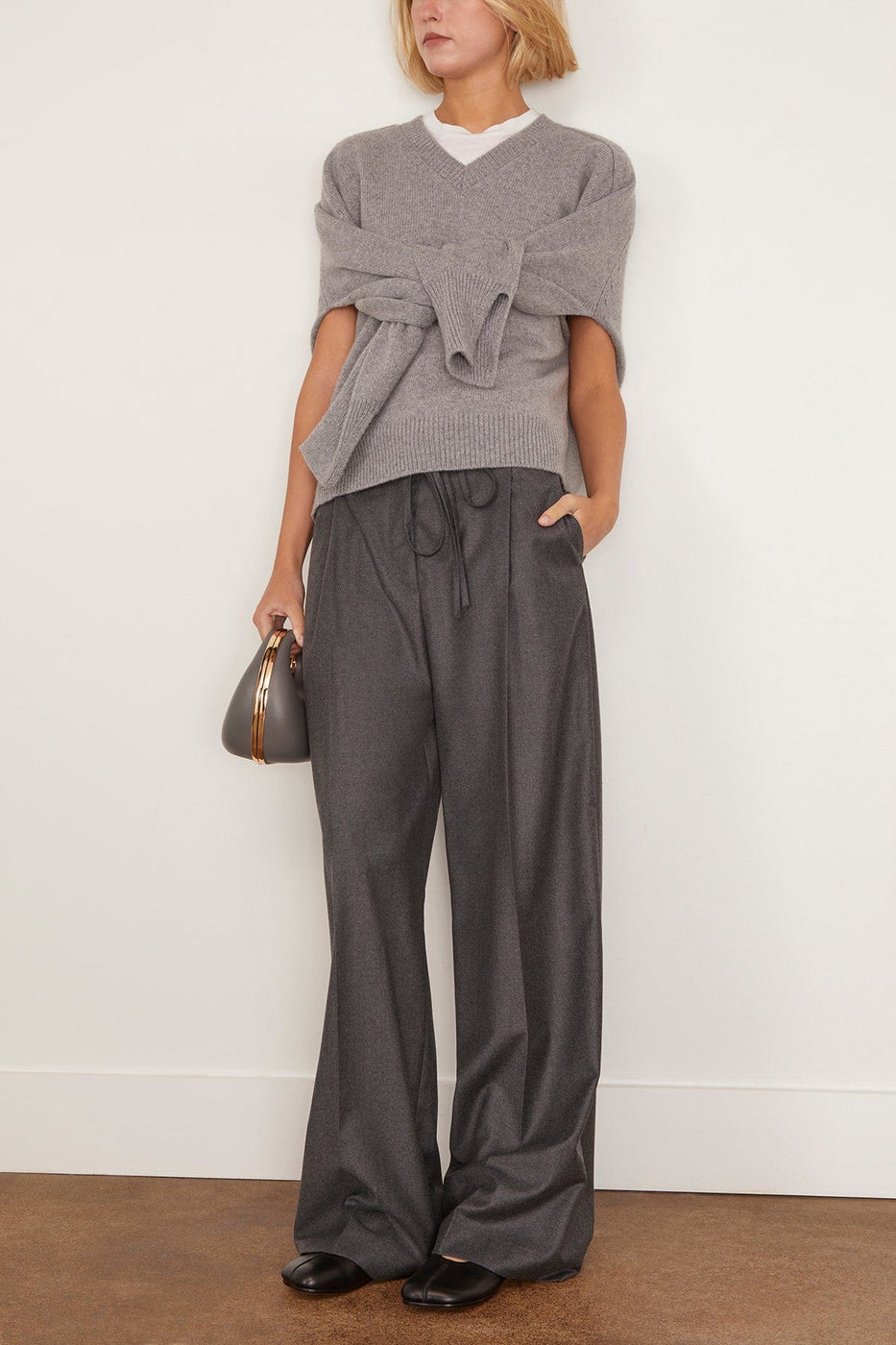 Rohe Sleeve Wrap Jumper in Mid Grey Melange