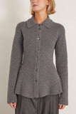 Rohe Waisted Rib Cardigan in Dark Grey Melange