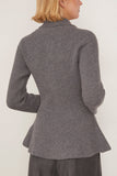 Rohe Waisted Rib Cardigan in Dark Grey Melange
