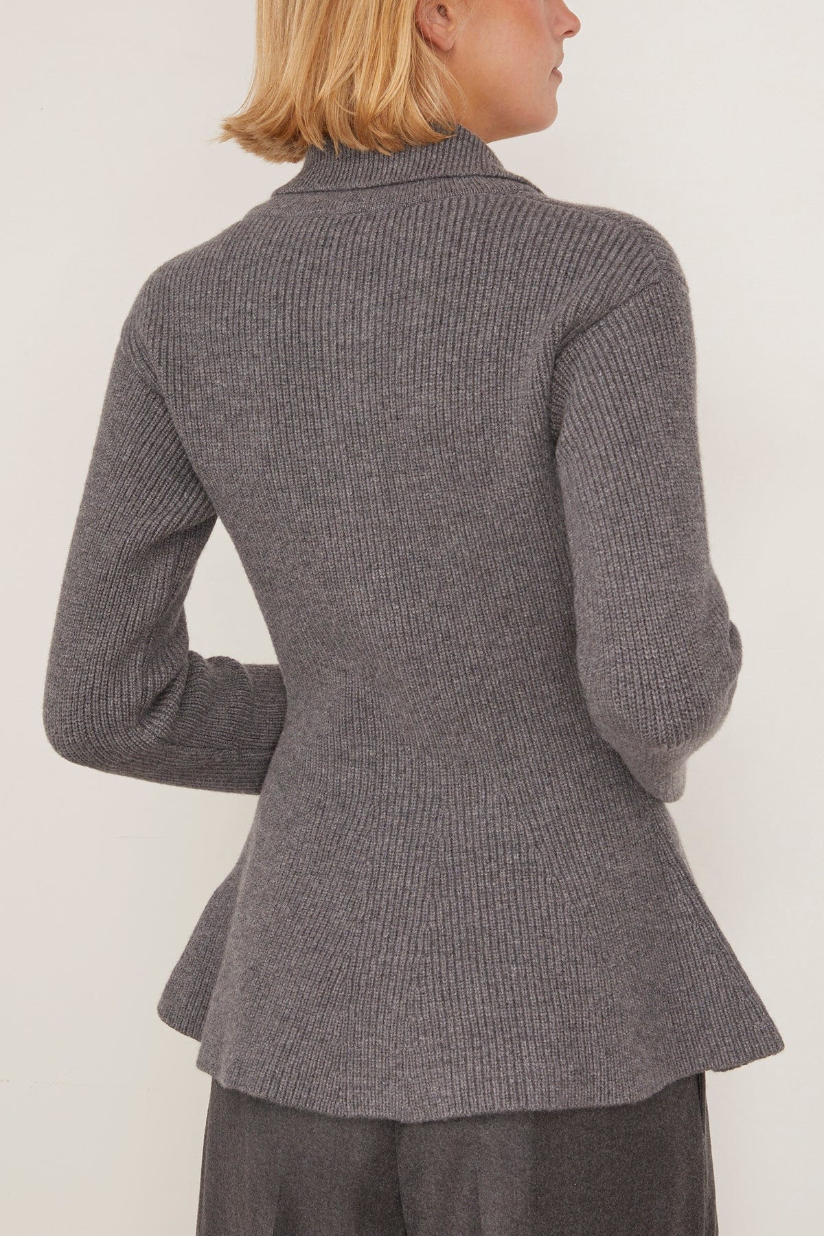 Rohe Waisted Rib Cardigan in Dark Grey Melange – Hampden Clothing