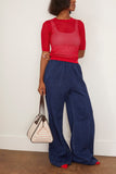Rosetta Getty Mesh Cropped Sleeve Sweater in Red