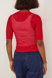 Rosetta Getty Mesh Cropped Sleeve Sweater in Red