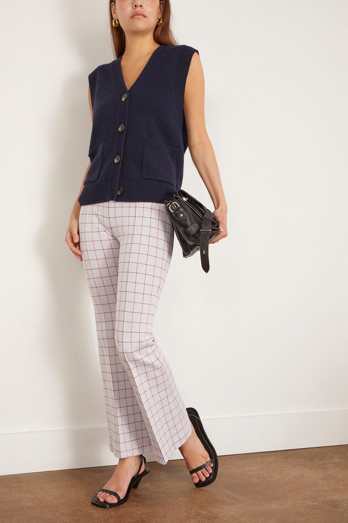 Rosetta Getty Pants Pull on Cropped Flare in Navy/Red Rosetta Getty Pull on Cropped Flare in Navy/Red
