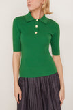 Rosetta Getty Tops Ribbed Polo Sweater in Green Rosetta Getty Ribbed Polo Sweater in Green
