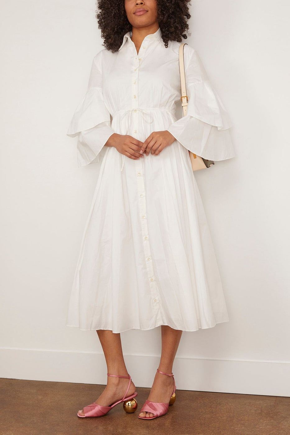 Rosie Assoulin Fiesta Shirt Dress in White Hampden Clothing Rosie Assoulin Fiesta Shirt Dress in White Hampden Clothing