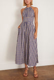 Rosie Assoulin Halter in the Name of Love in Navy Check