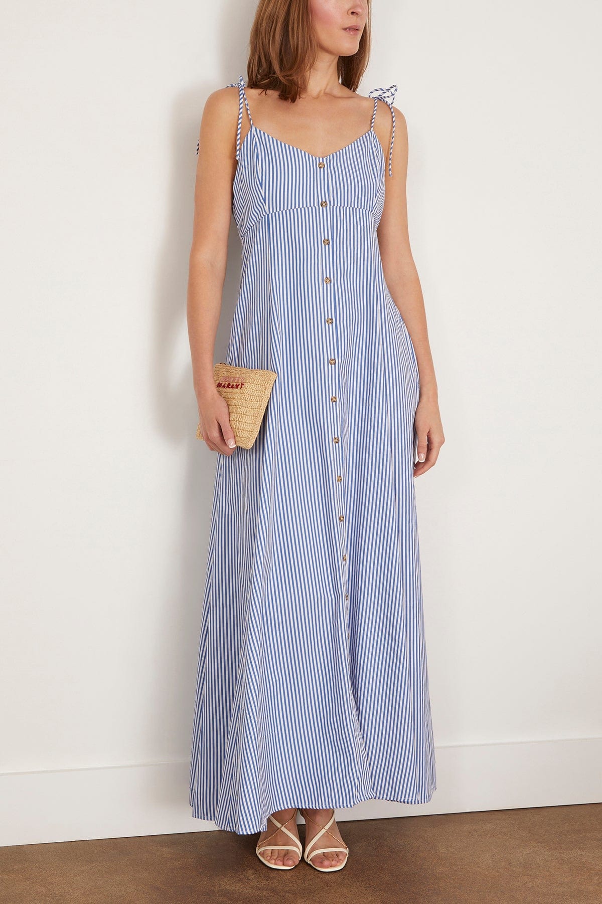 Rosie Assoulin - Rosie Assoulin High Garden Maxi Dress in Blue Stripe 2 - Hampden Clothing Rosie Assoulin - Rosie Assoulin High Garden Maxi Dress in Blue Stripe 2 - Hampden Clothing