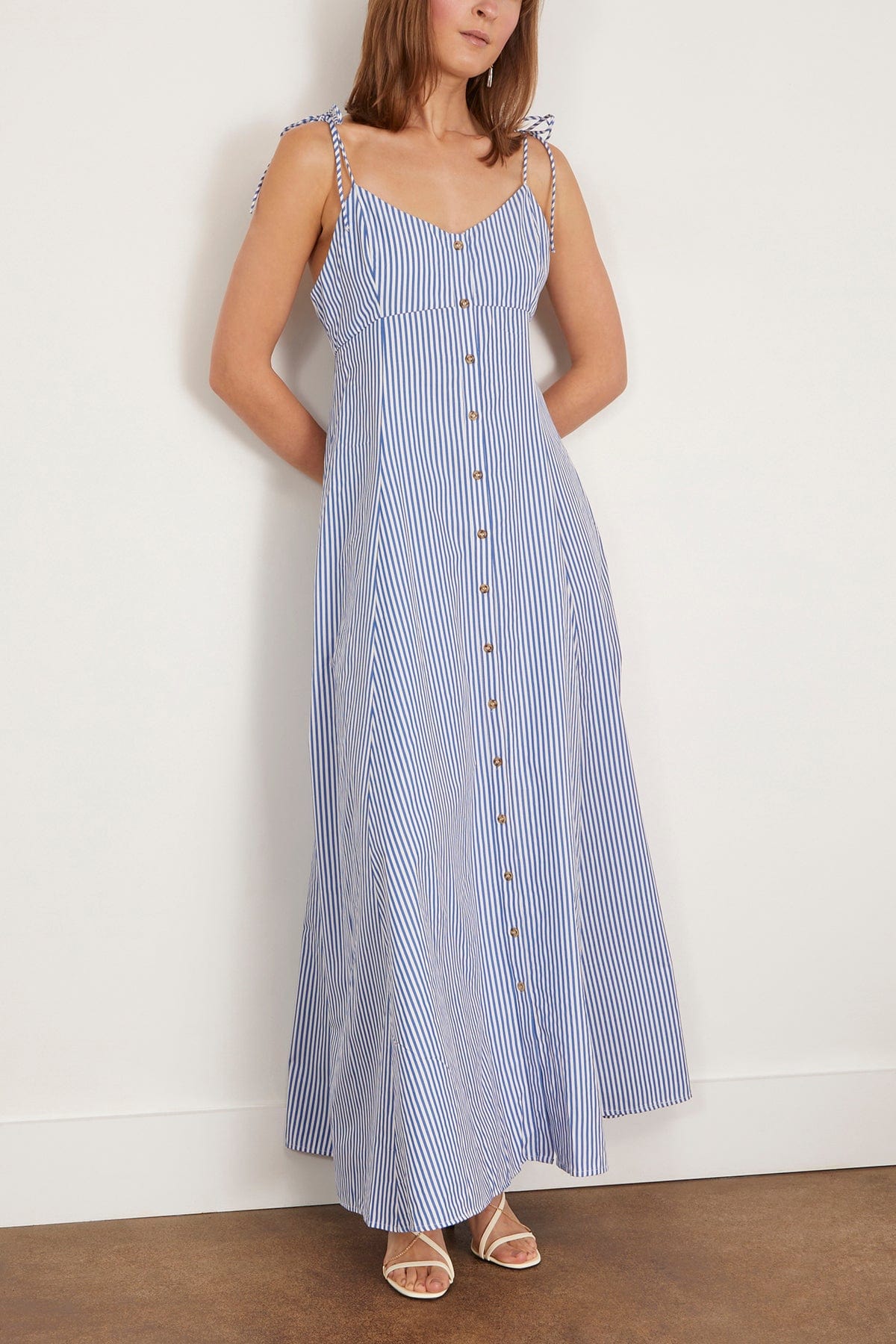 Rosie Assoulin - Rosie Assoulin High Garden Maxi Dress in Blue Stripe 2 - Hampden Clothing Rosie Assoulin - Rosie Assoulin High Garden Maxi Dress in Blue Stripe 2 - Hampden Clothing