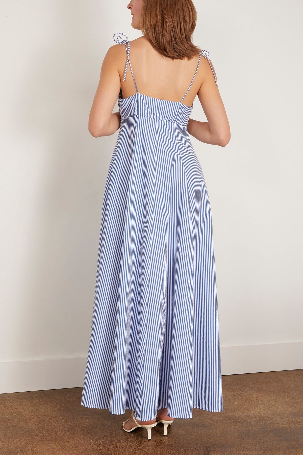 rosie assoulin golden afternoon striped linen midi dress Rosie Assoulin Golden Afternoon Striped Linen Midi Dress in Brown
