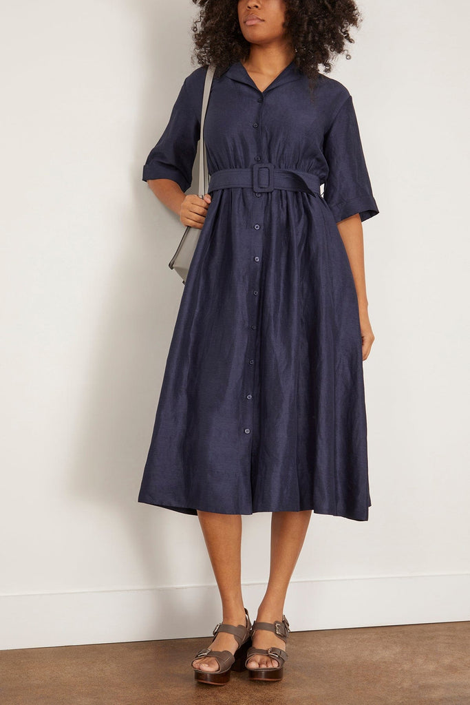 Rosalie Jersey Shirt Dress - Navy