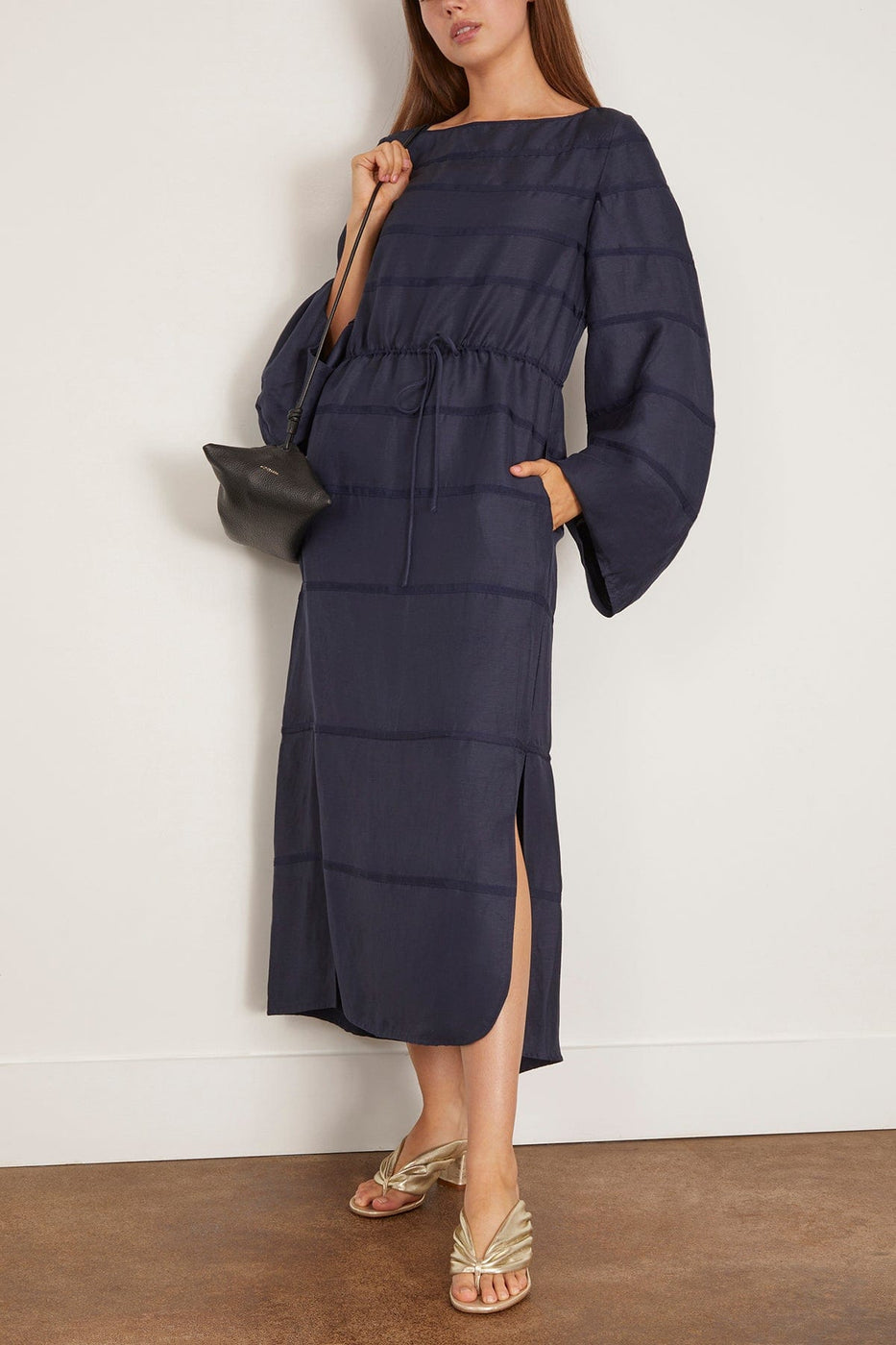 Rosie Assoulin Ribbon Caftan Dress in Navy