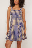 Rosie Assoulin Skater Dress in Navy Check