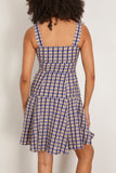 Rosie Assoulin Skater Dress in Navy Check