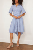Rosie Assoulin Casual Dresses Tie Shirt Dress in Blue Stripe Rosie Assoulin Tie Shirt Dress in Blue Stripe