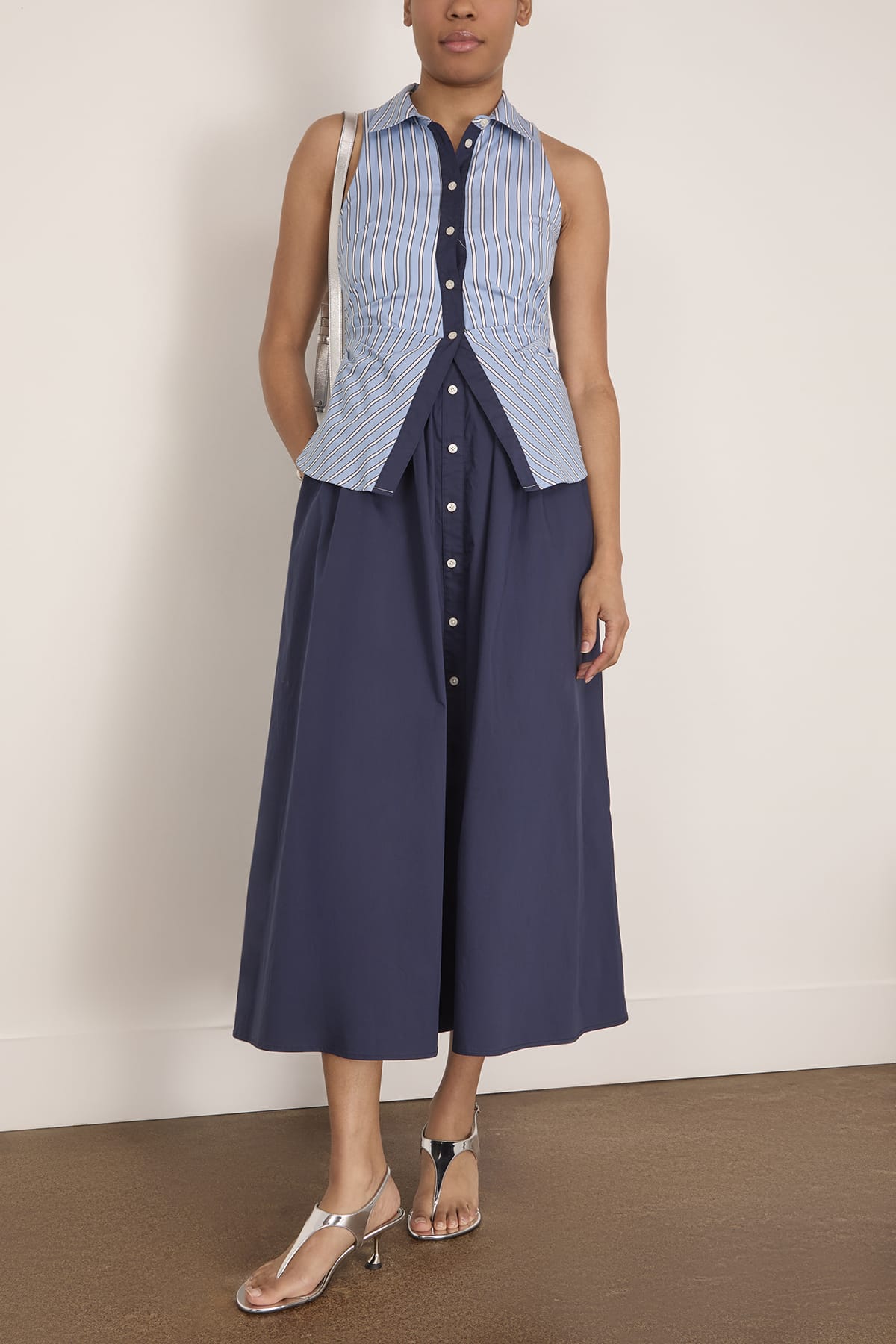 Tanya Taylor Hannah Dress in Cloudy Blue/Optic White