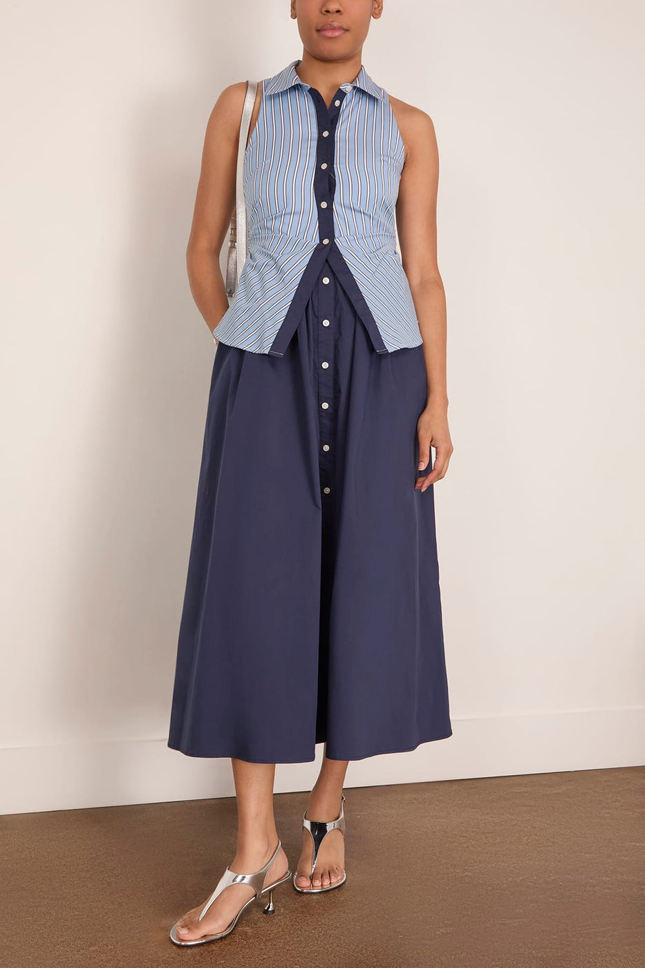 Tanya Taylor Hannah Dress in Cloudy Blue/Optic White