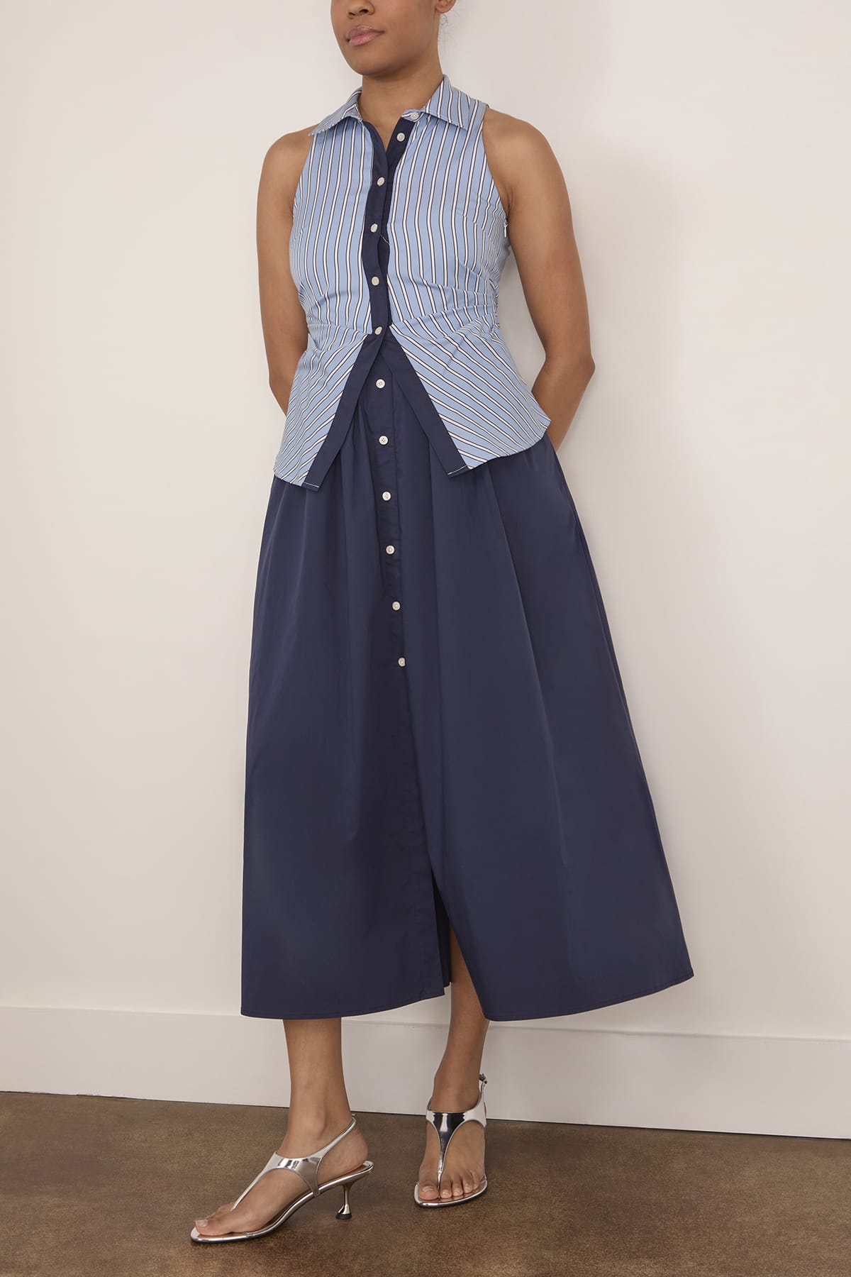 Tanya Taylor Hannah Dress in Cloudy Blue/Optic White