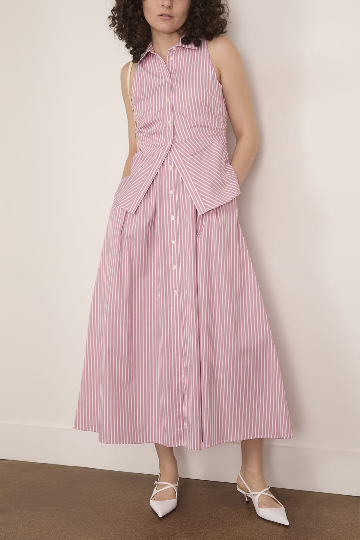 Tanya Taylor Hannah Dress in Vintage Rose/Optic White