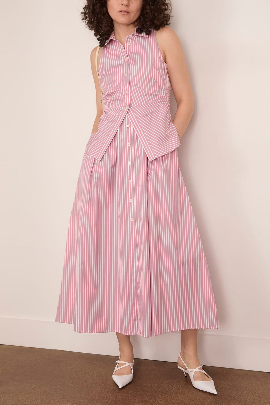 Tanya Taylor Hannah Dress in Vintage Rose/Optic White