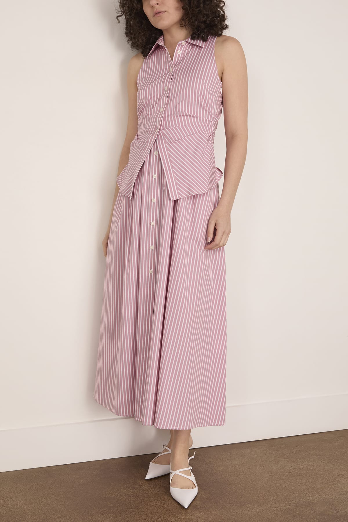 Tanya Taylor Hannah Dress in Vintage Rose/Optic White