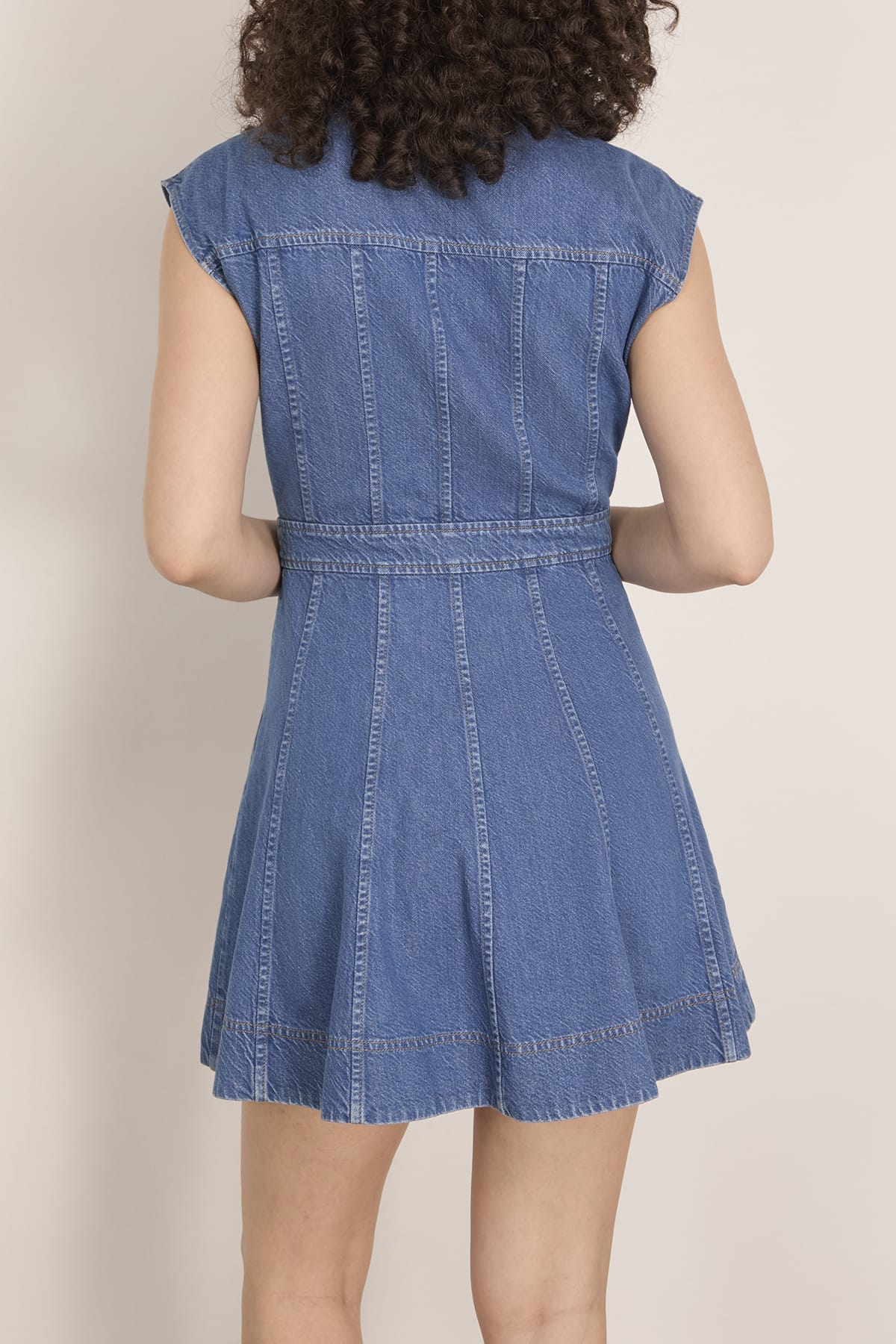 Tanya Taylor Short Sleeve Hailey Dress in Medium Indigo Blue