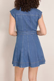 Tanya Taylor Short Sleeve Hailey Dress in Medium Indigo Blue