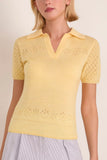 Tanya Taylor Pointelle Camilla Knit Top in Lemon Meringue