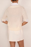 Tanya Taylor Esme Pointelle Knit Top in Cream