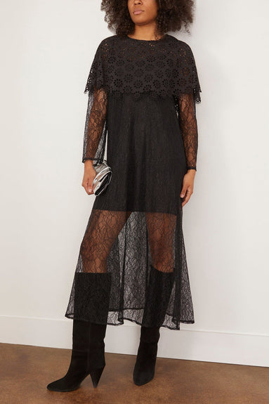 Sea Cocktail Dresses Vale Lace Long Sleeve Capelet Dress in Black SEA Vale Lace Long Sleeve Capelet Dress in Black